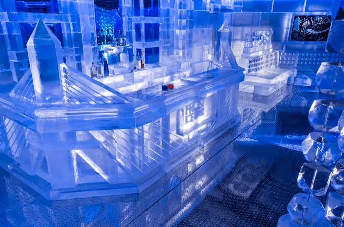 Blue ice bar interior